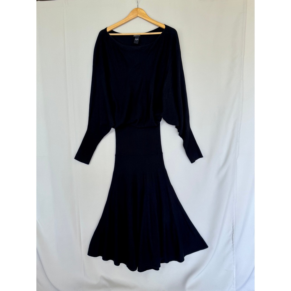 90s Vintage Moda International Boatneck Dolmain Sleeve Sweater Midi Dress Medium